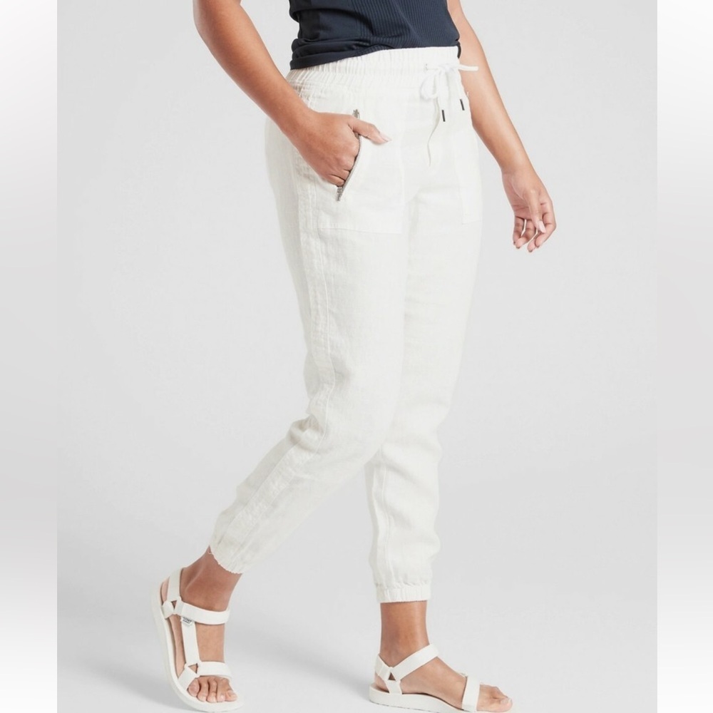 Athleta White LinenJogger Pants 💯% Linen (Tag Removed) Runs oversized